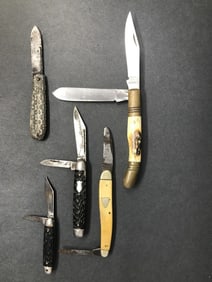 5 Pocket Knives Old and Rustic
