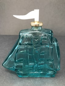 Old Spice Ship Decanter Aqua Blue
