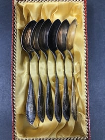 6 Teaspoons 800 Silver Monogrammed "PF"