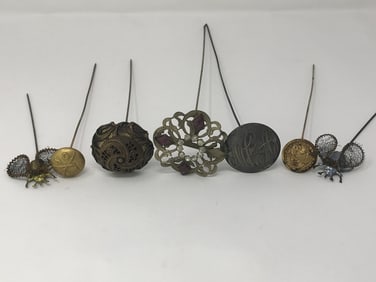 Antique Hat Pins, Assortment of 7