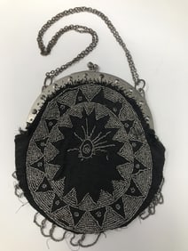 Victorian Handbag with Silver Bead Design