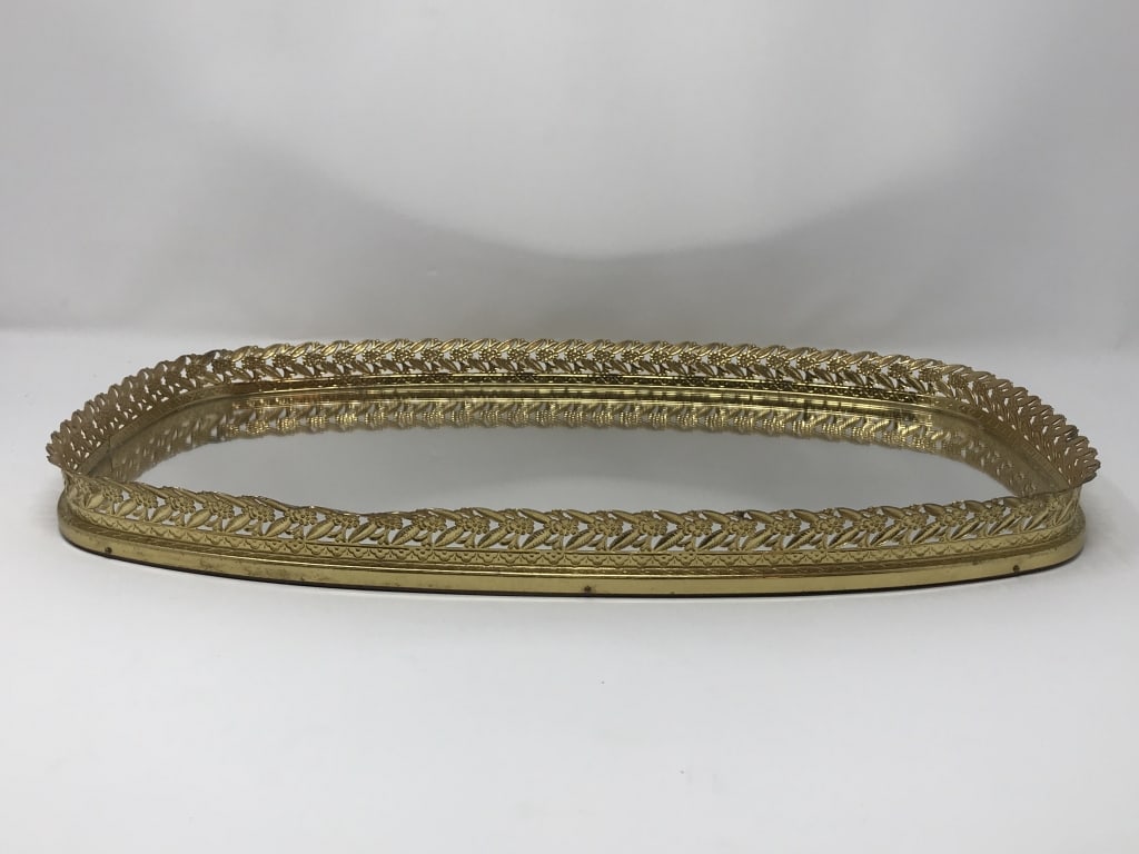Mirrored Vanity Tray, Vintage: Mirrored Vanity Tray with dark brown felt bottom. 2 lbs. 8 0z. 16.5"h x 10.5"w x 0.75"d.