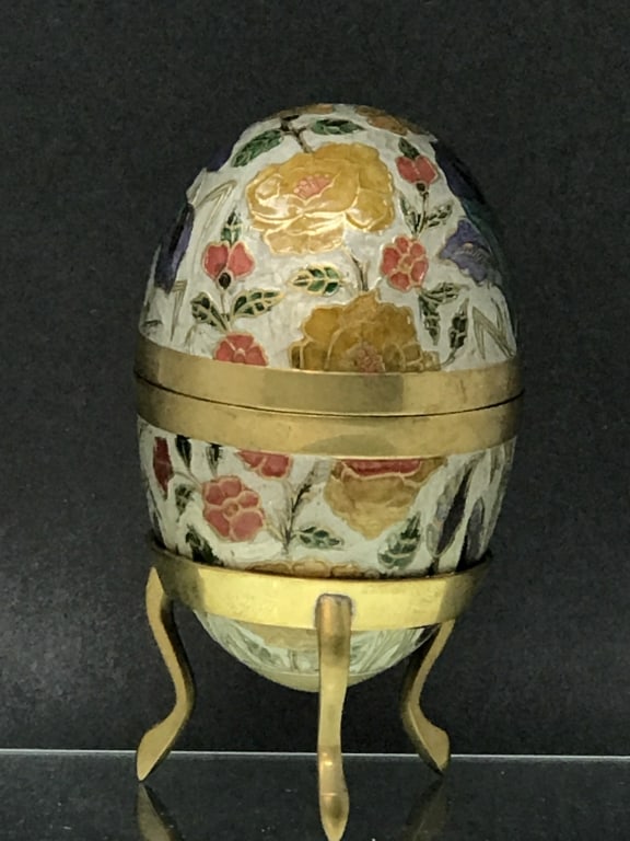 Vintage Cloisonne Enamel Brass Egg (1 of 4)