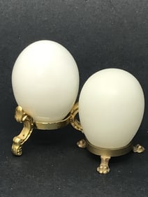 Antique Milk Glass Hand Blown Eggs, Lot of 2