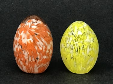 Glass Paperweight Eggs, Lot of 2