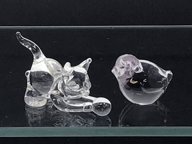 Molded Glass Cat & Bird