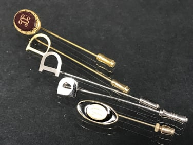 5 Silver & Gold Tone Lapel Pins Initial "D"