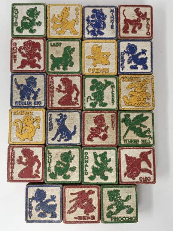 23 Vintage Disney Character Blocks: 23 Vintage Disney Character Blocks. 1 lb. 10 oz. 4" x 7" x 6"