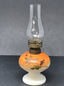 1890 Nellie Bly Miniature Oil Lamp Hand Painted