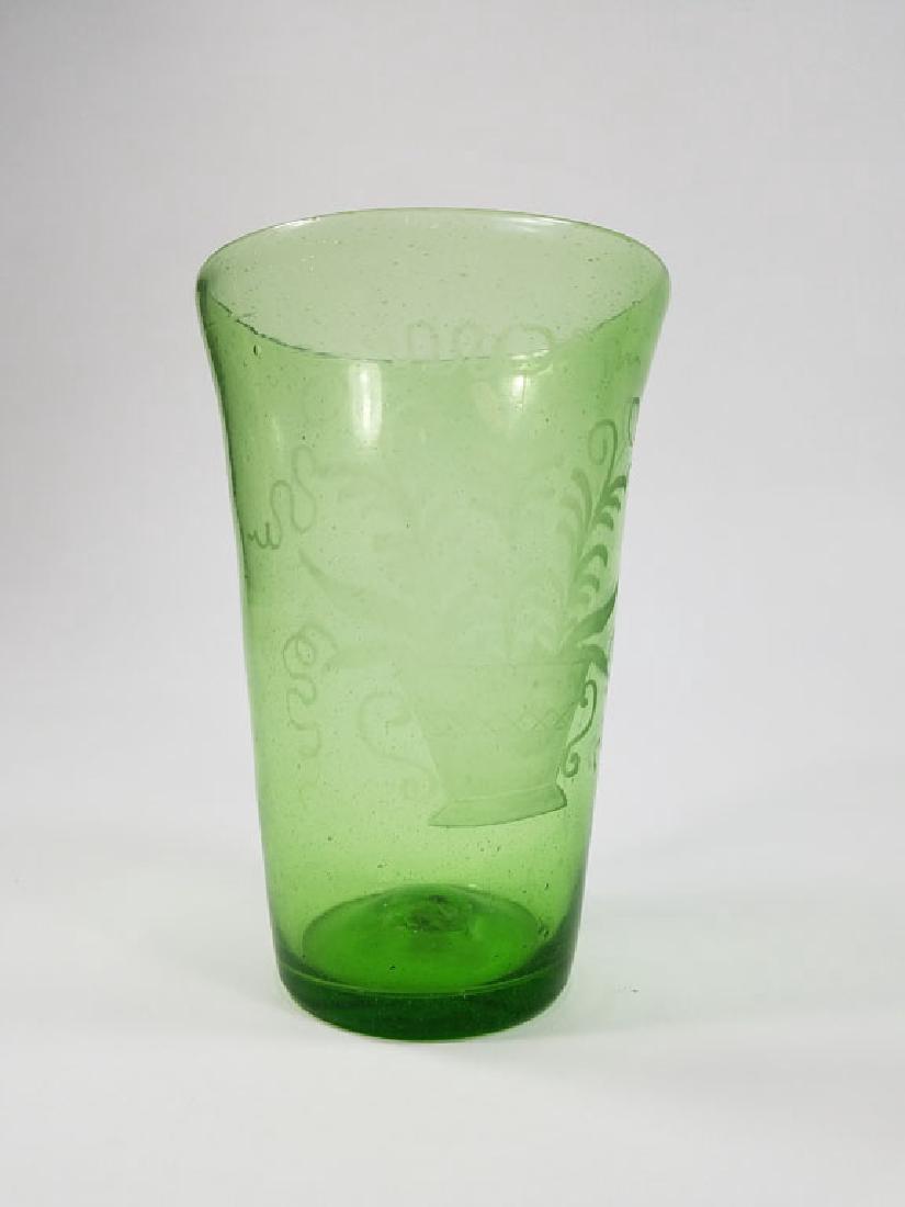 Antique Green Soda Lime Stiegel Flip Glass (1 of 3)