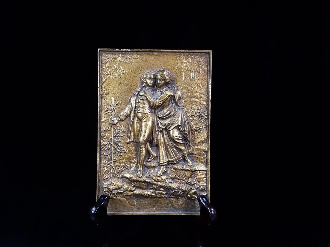 19th c. Bronze Relief Plaque of Herman & Dorothea (1 of 4)