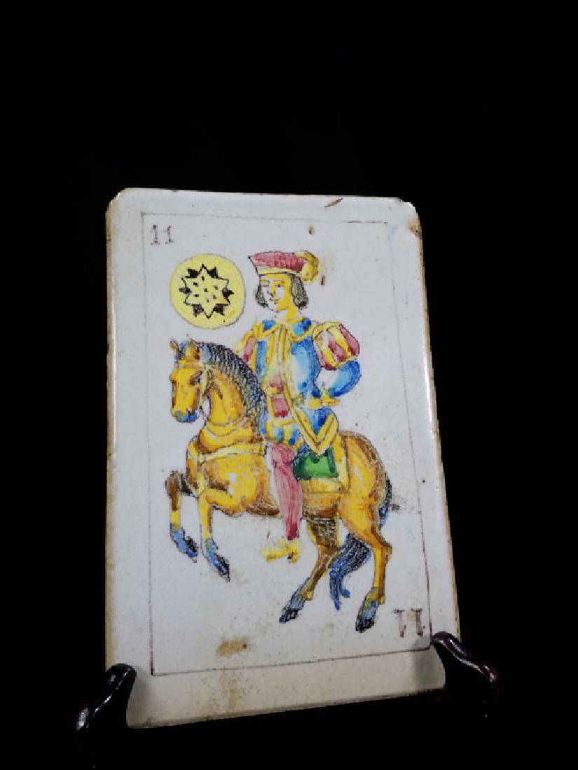 Antique Tin Glaze Tile of Playing Card (1 of 5)