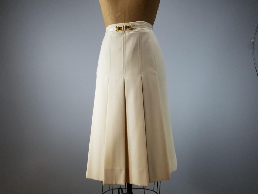 Celine Designer Pleated Skirt w/ Gold Hardware: Size 42 US 30