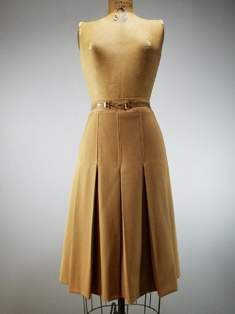 Celine Designer Pleated Skirt w/ Gold Hardware: Size 42 US 30