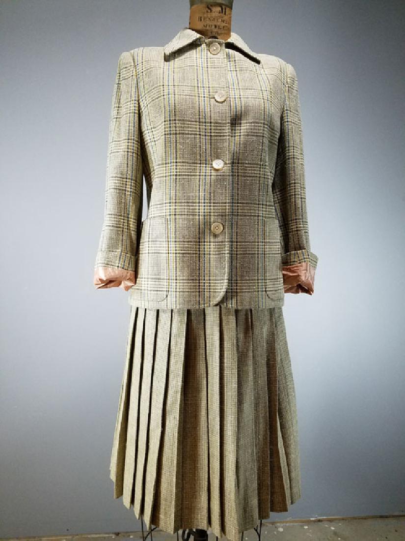 Vintage Celine Designer Wool Suit Ensemble: Size 42 US 30