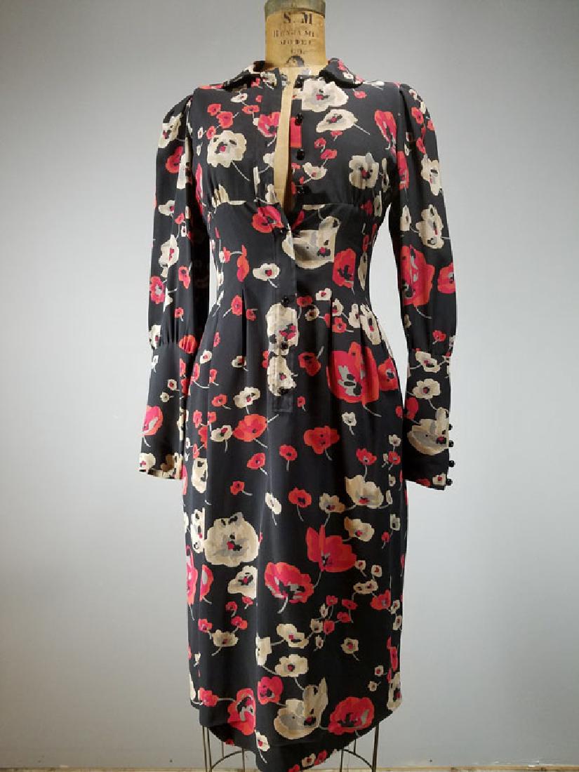 Andre Laug Rome Floral Silk Dress: Vintage 6. 28" waist 32"bust