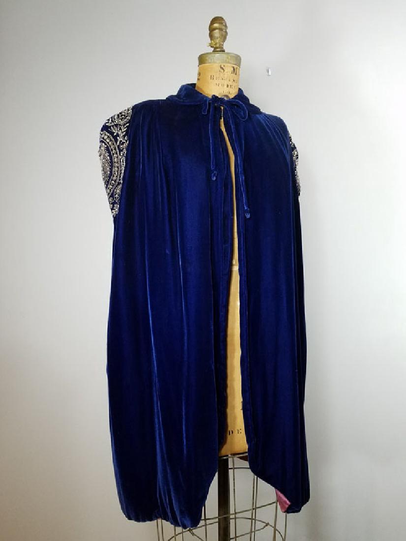Vintage Blue Velvet Cape Jacket: Saks Fifth 1940s/50s Size Small/Medium