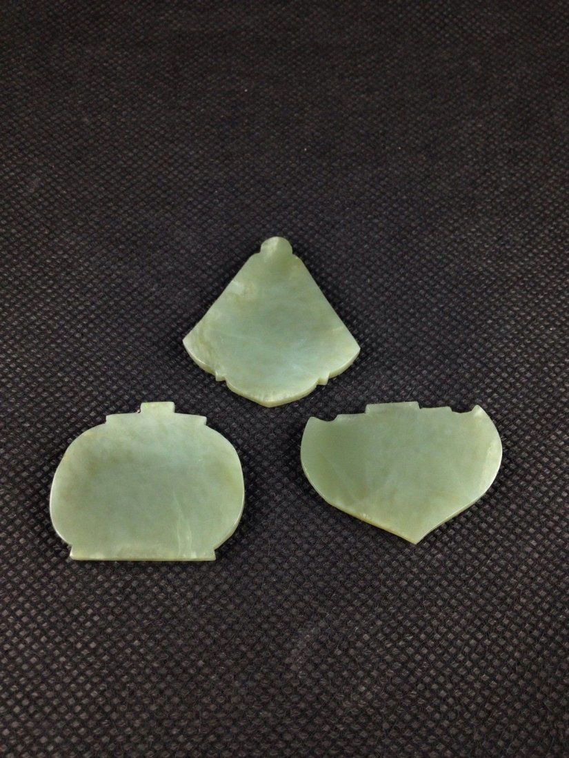 MUGHAL ANTIQUE STYLE 3 JADE PENDENTS, 1850-1899: Item: Mughal Antique Style 3 Jade Pendants ; Date: 1850-1899 ; Origin: India ; Jade Type: Original 100% Nephrite