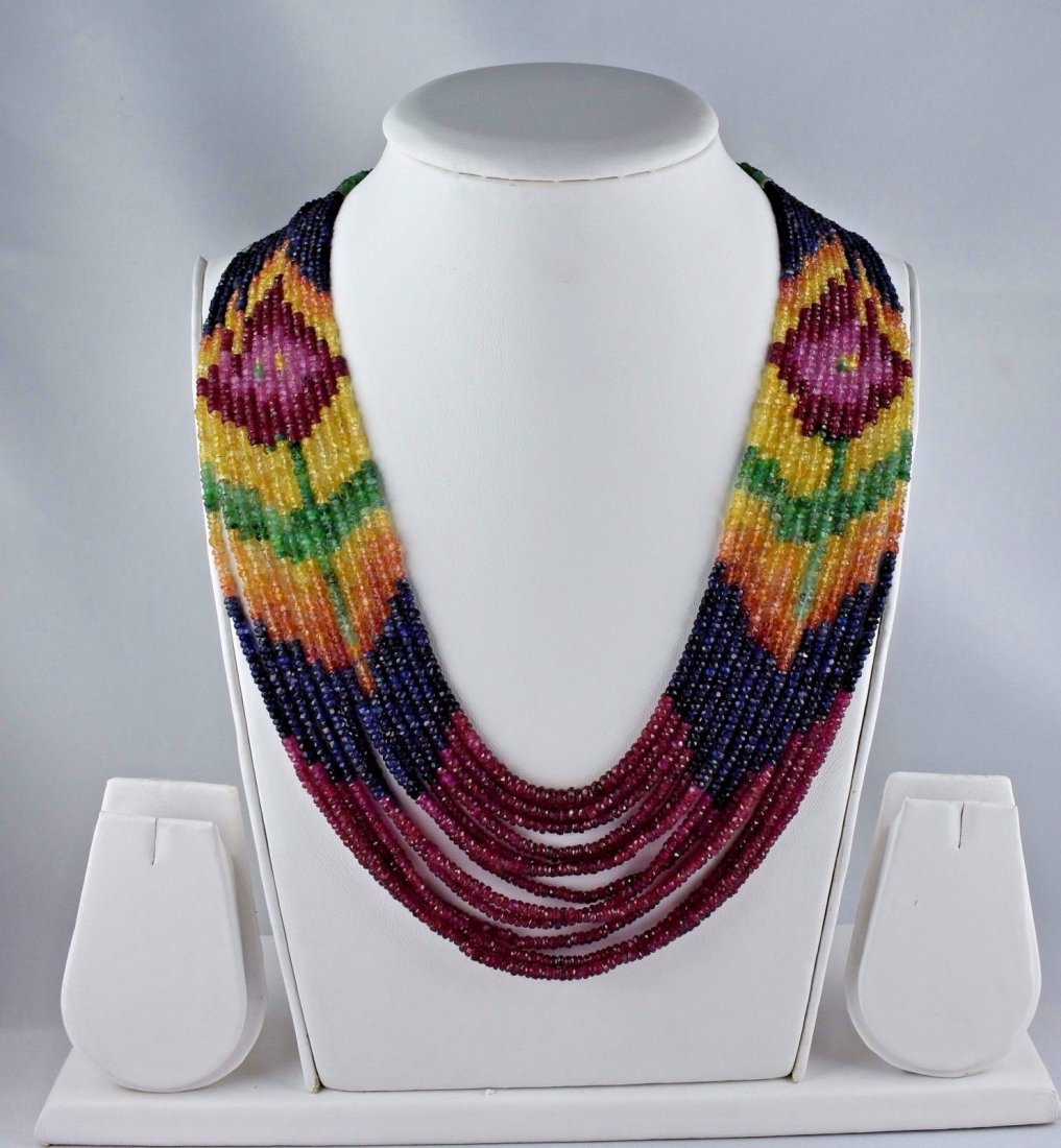 Multi precious gemstone beads necklace (1 of 7)