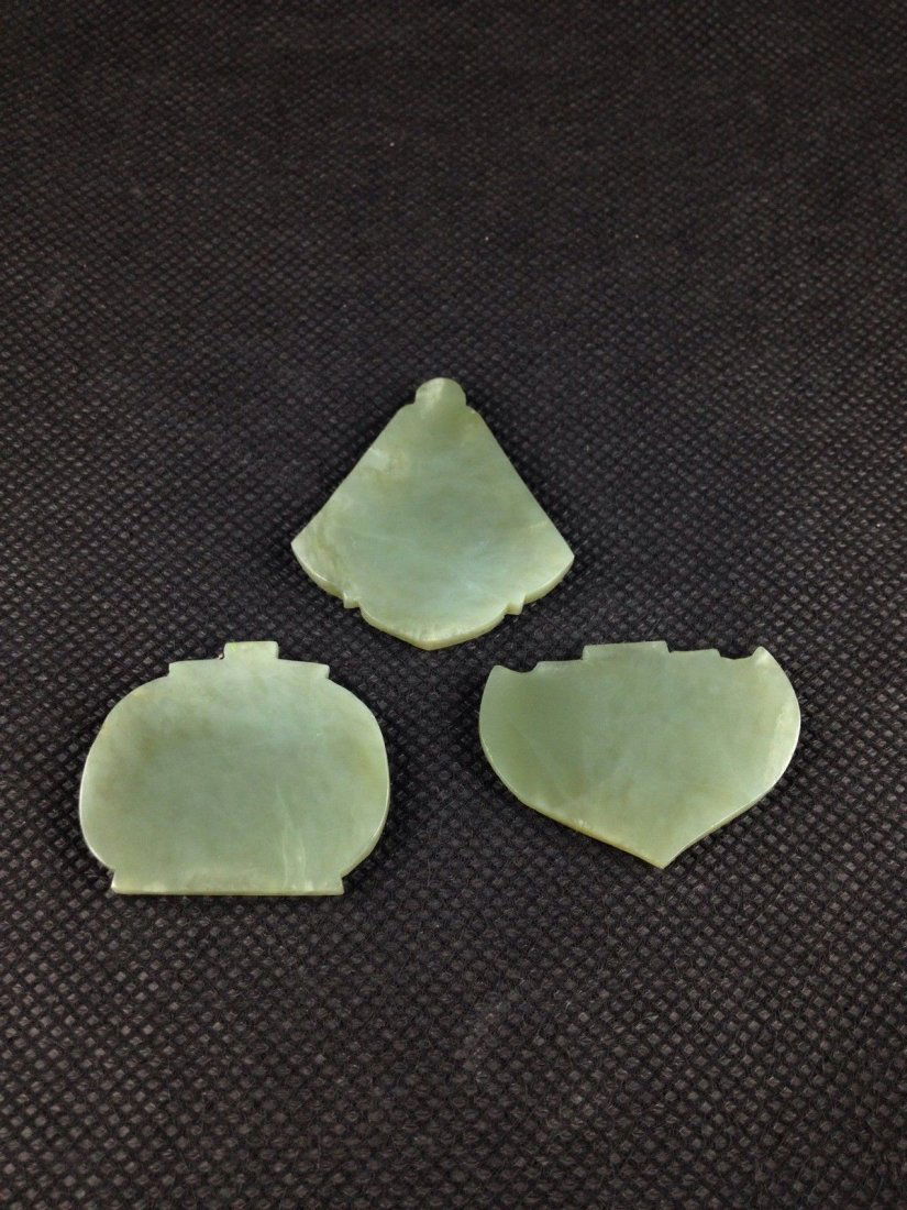 MUGHAL ANTIQUE STYLE 3 JADE PENDENTS, 1850-1899: Item: Mughal Antique Style 3 Jade Pendants ; Date: 1850-1899 ; Origin: India ; Jade Type: Original 100% Nephrite
