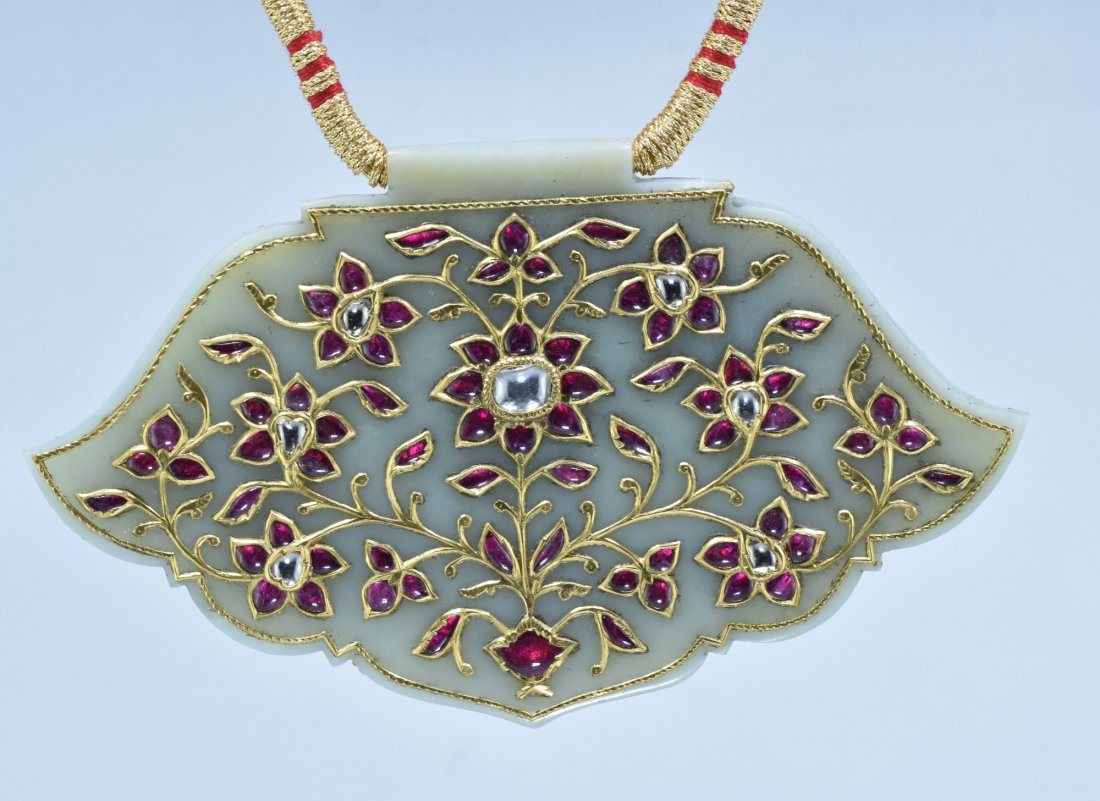 Mughal India 24k gold/Precious stone jade big Pendant (1 of 12)