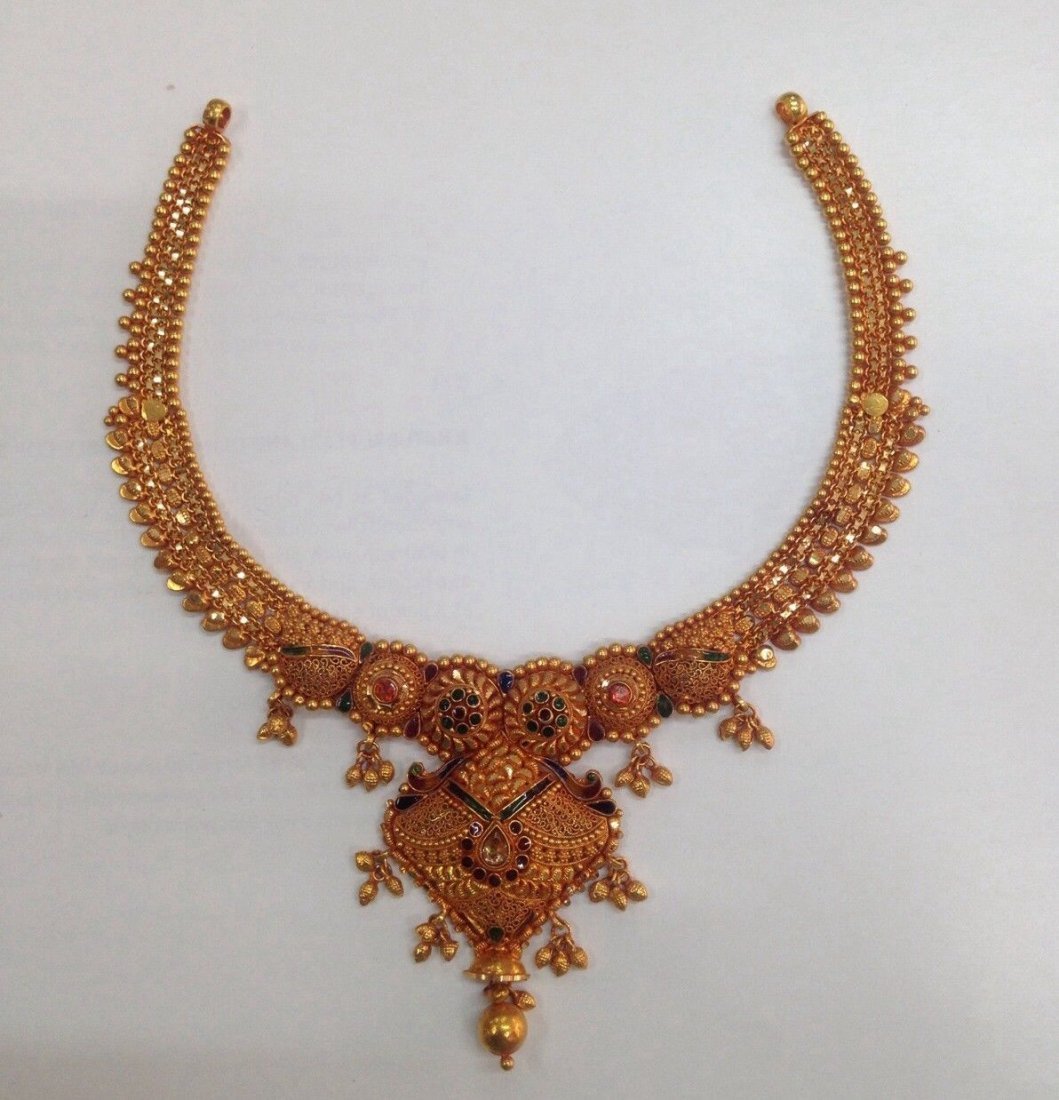 18 kt gold choker filigree work handmade necklace (1 of 8)