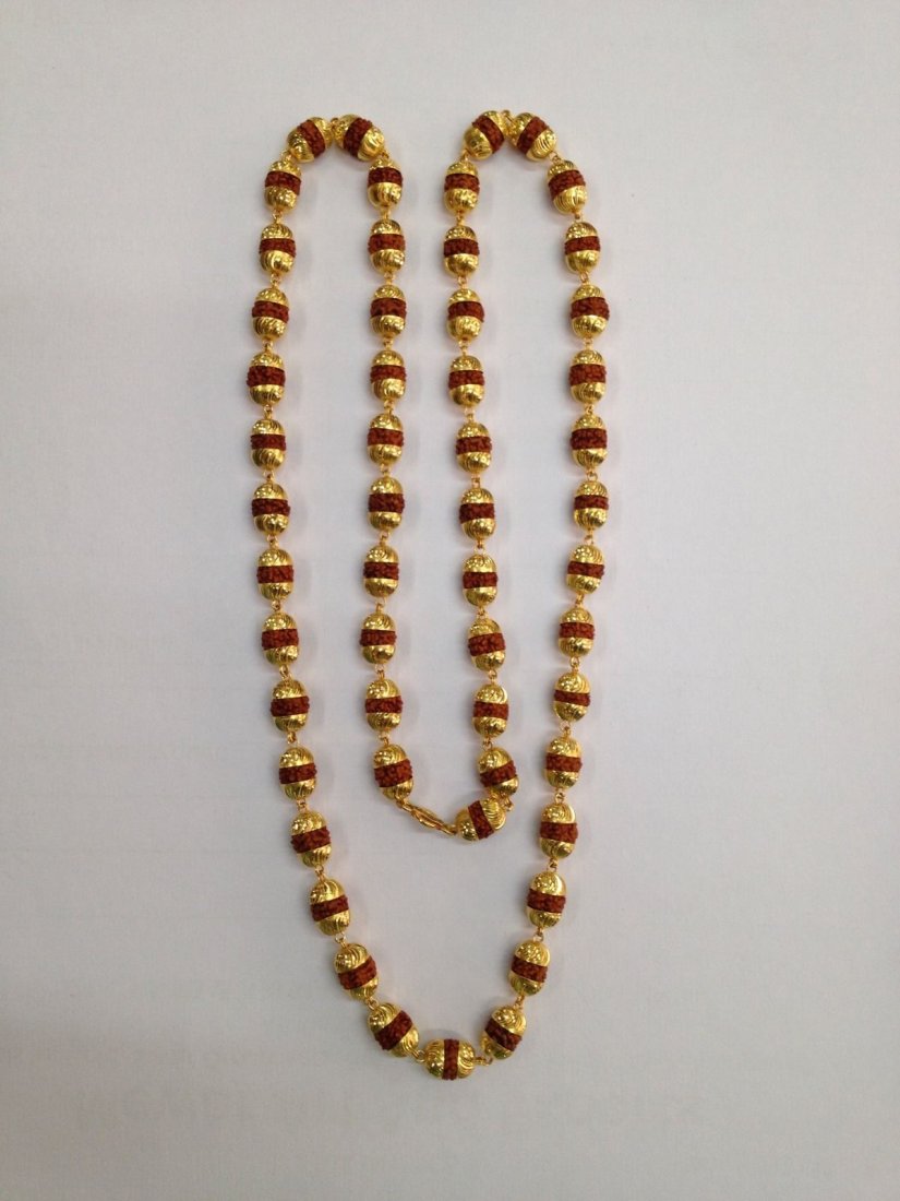 22 Kt Gold Rudraksha Beads Chain