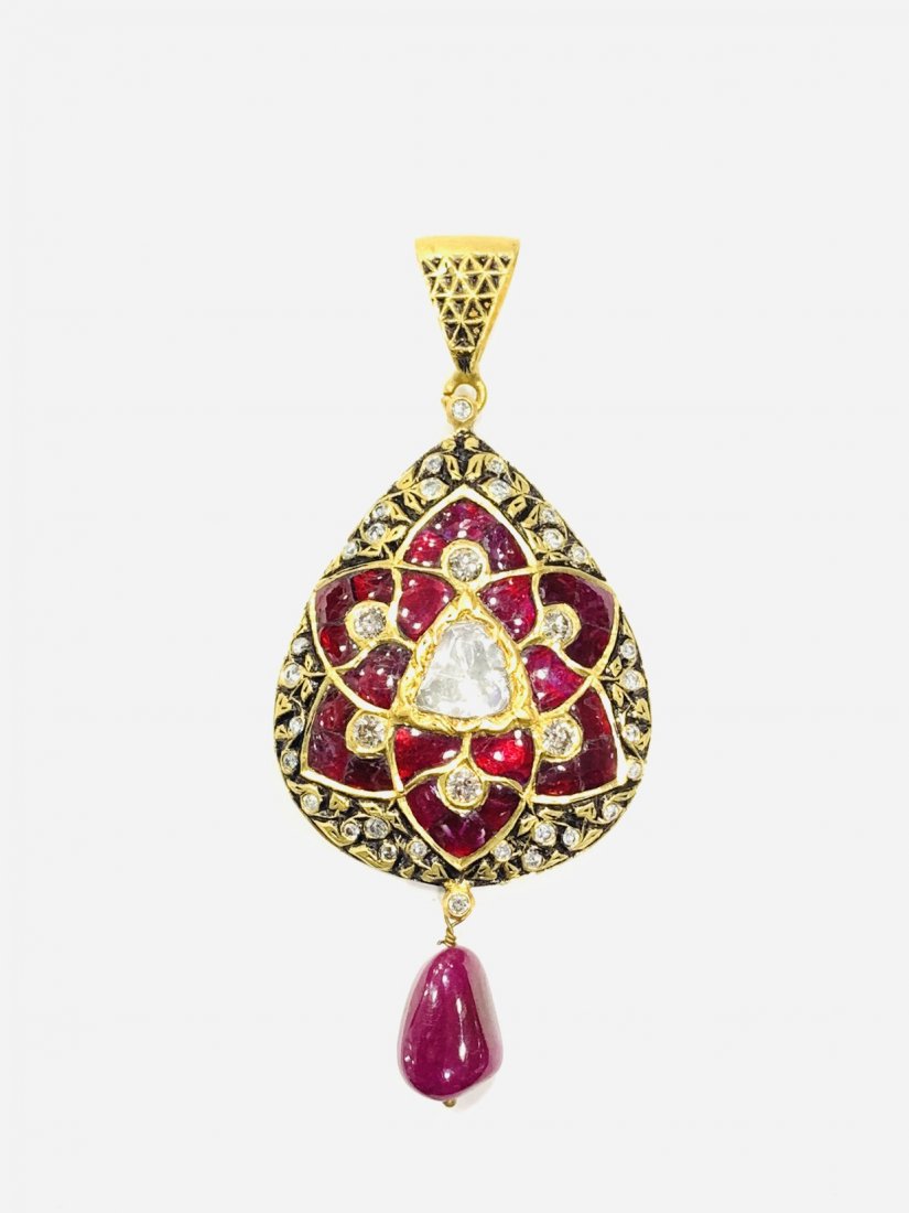 22 kt Gold-Ruby-diamond-Pendant-necklace (1 of 6)