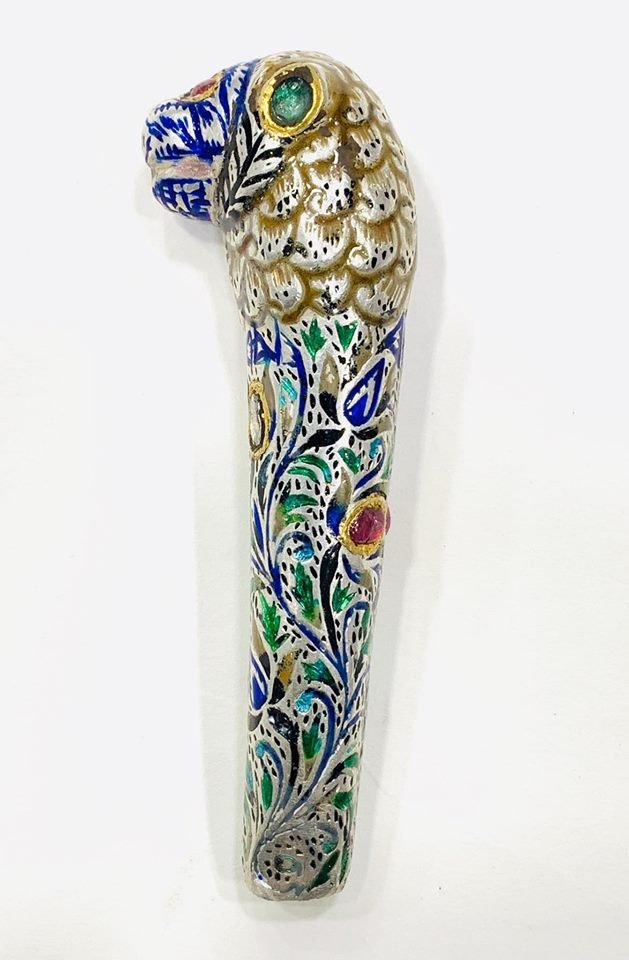 Lion Head Silver Gold Enamel Gem Set Knife handle (1 of 9)