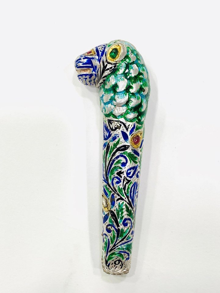 Lion Head Silver Gold Enamel Gem Set Knife handle (1 of 10)