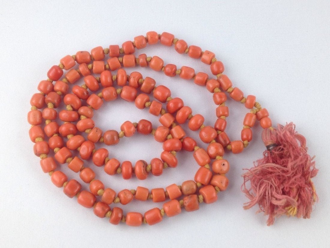 OLD ANTIQUE CORAL BEADS NECKLACES; 167 CTS (1 of 9)