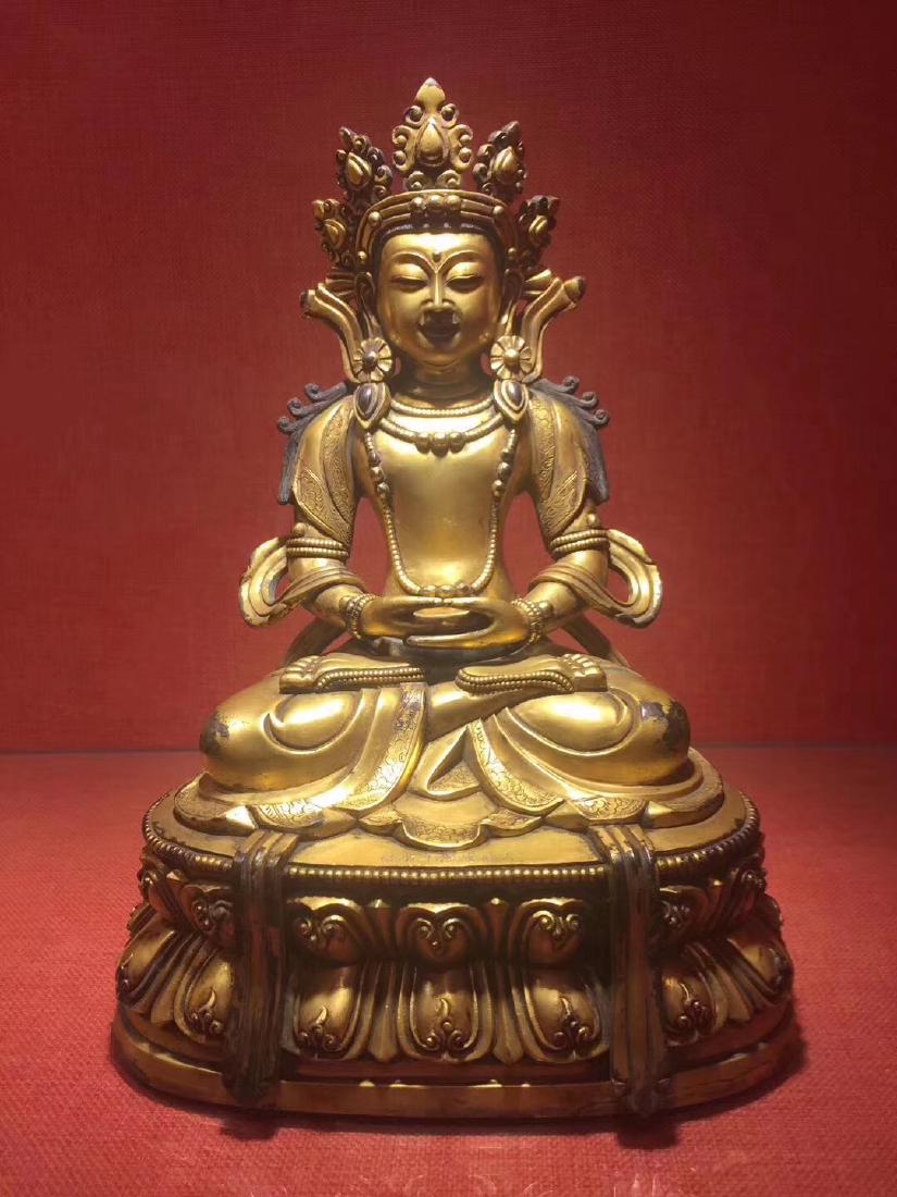 A DAQINGKANGXINIANJINGZAO MARK GUANYIN STATUE (1 of 9)