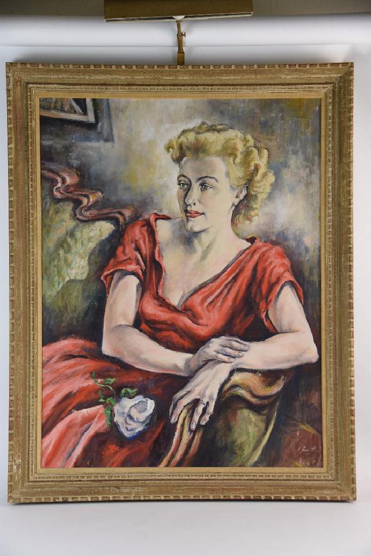 JACK KEIJO STEELE (1919-2003) OIL ON CANVAS: Jack Keijo Steele (1919 - 2003) Oil on Canvas. Detroit Michigan. Cranbrook Academy of Art, Student of Zoltan Sepeshy. Signed lower right. Size: Canvas 38" x 29" Framed 44" x 35"
