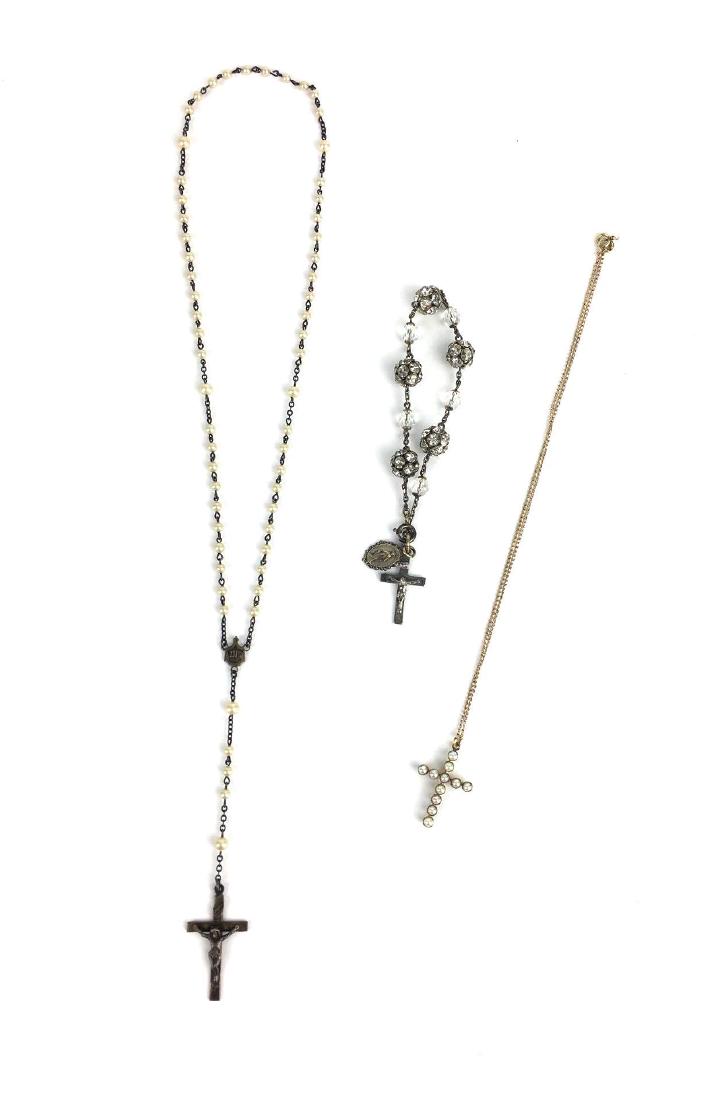 Lot of 3 Sterling Rosaries and Cross Pendant (1 of 6)