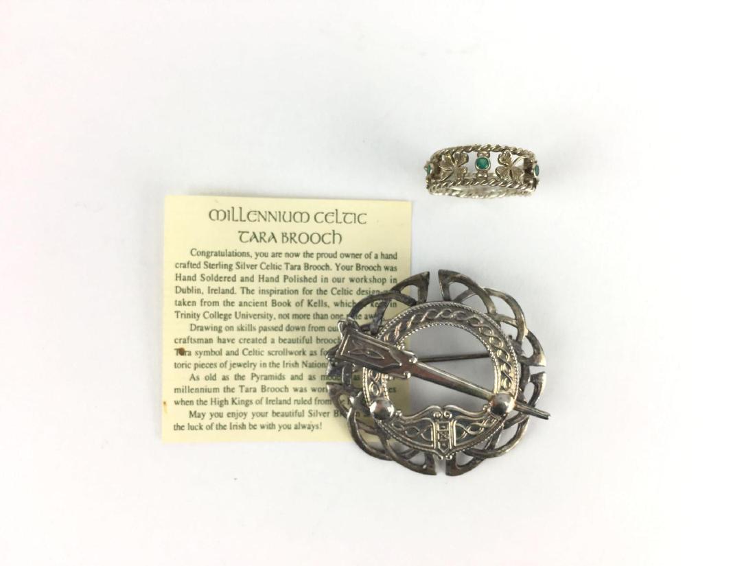 Sterling Silver Celtic Tara Brooch & Ring Set (1 of 3)