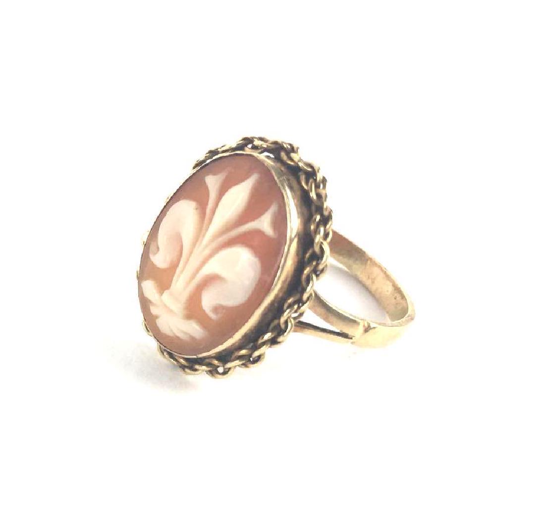18k Gold Fleur De Lis Cameo Ring (1 of 5)
