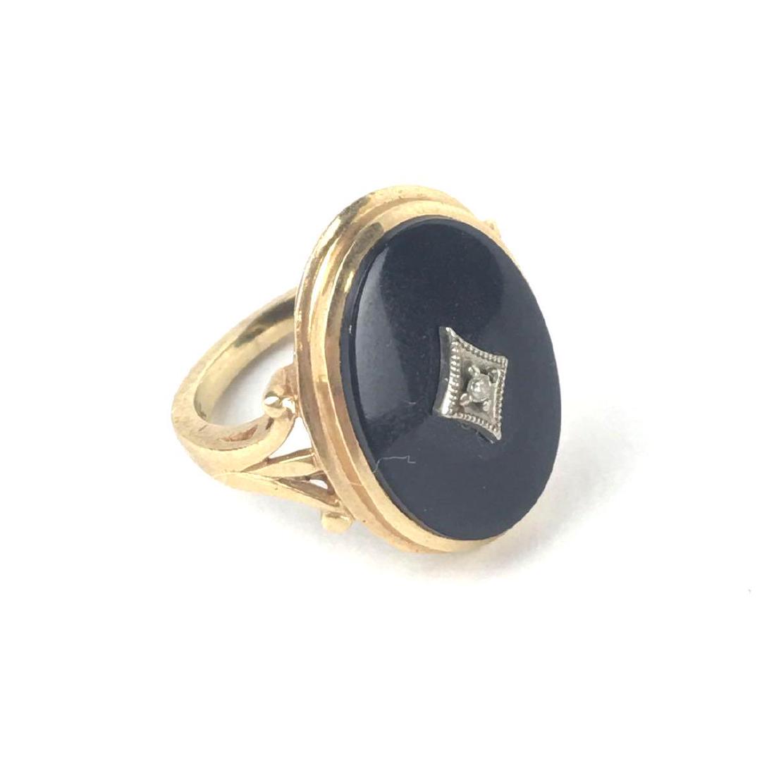 14k Yellow Gold & Marcasite Art Deco Ring: 14k Yellow Gold & Marcasite Art Deco Ring, 14k Stamped on Inside of Band, Total Weight 5.4g, Size 6