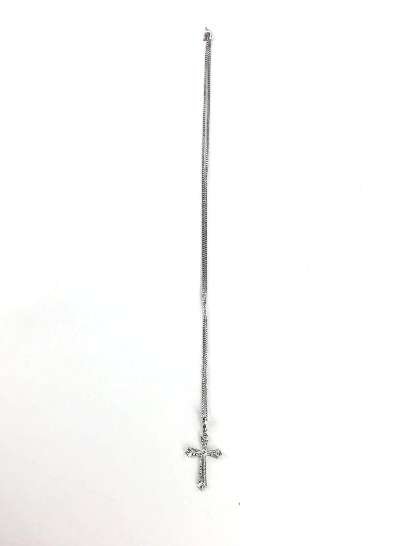 Ann Gale Sterling Silver Cross Necklace: Ann Gale Sterling Silver Cross Necklace, Stamped Sterling, Ann Gale on Reverse on Cross and Sterling on the Ring Clasp, Total Weight 6g, Approx Chain Length 9' 