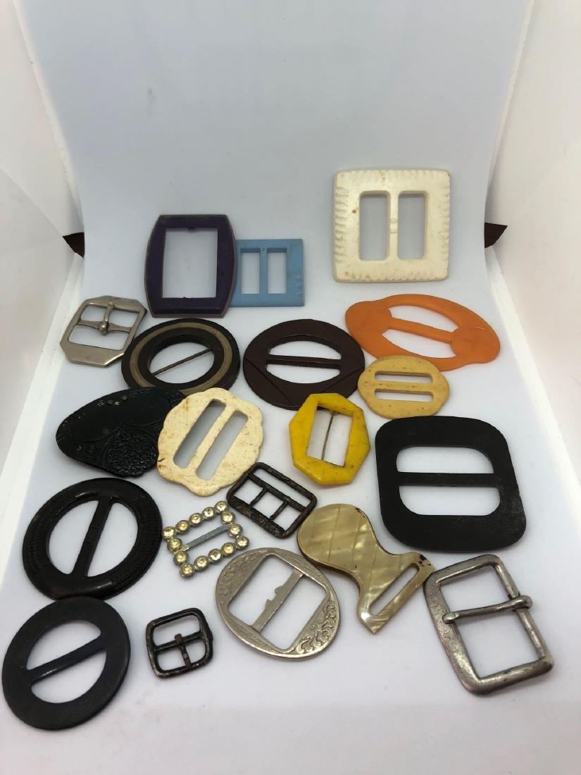 Large Lot of Vintage Bakelite and Metal Buckles (1 of 2)
