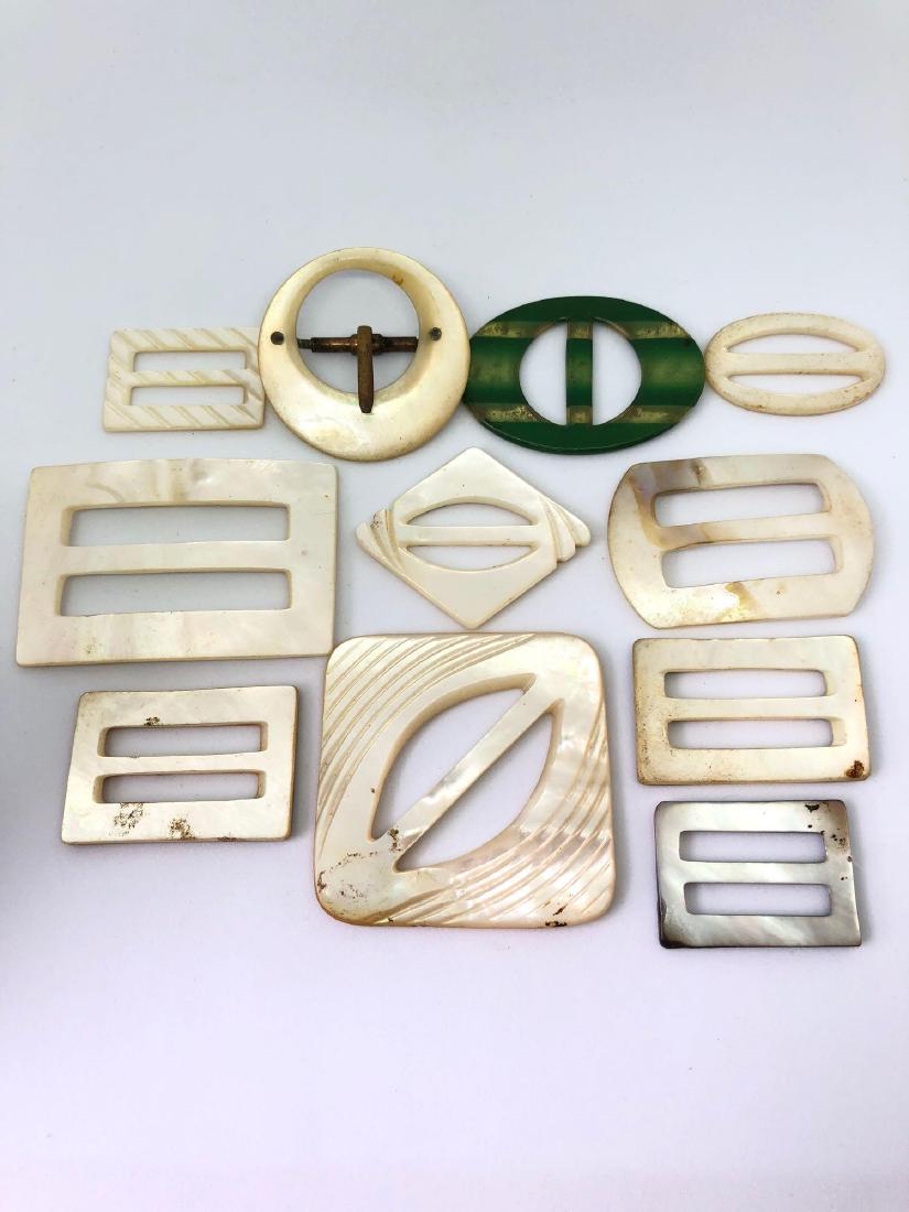 Lot of Vintage Abalone and Bakelite Buckles (1 of 8)