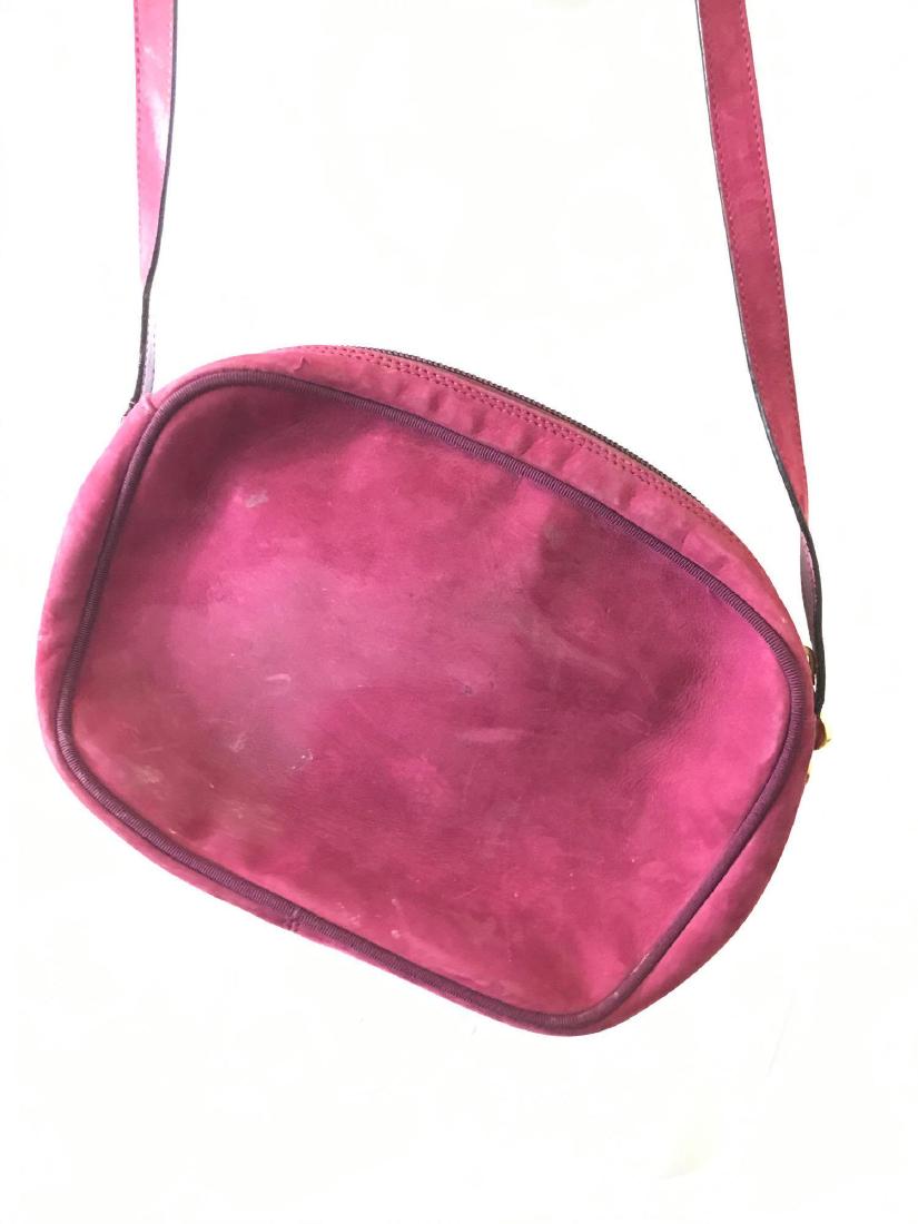 Ferragamo Suede Purse: Salvatore Ferragamo Magenta Suede Purse with Gold Tone Hardware. Includes Ferragamo Dust Bag.