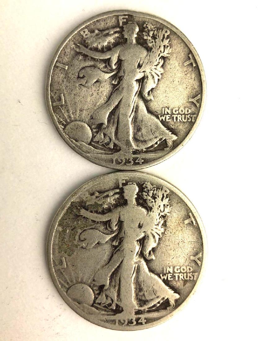 Lot of Two 1934 Walking Liberty Half Dollars (1 of 3)