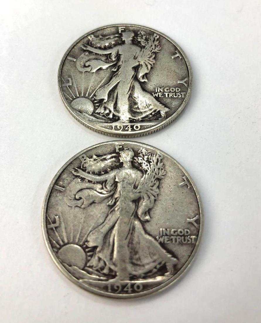 Lot of Two 1940 Walking Liberty Half Dollars (1 of 2)