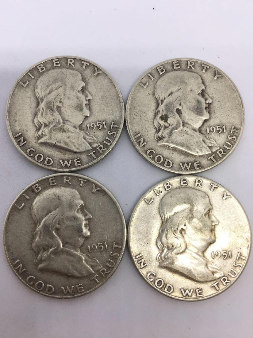 Lot of Four 1951 Franklin Half Dollars (1 of 3)