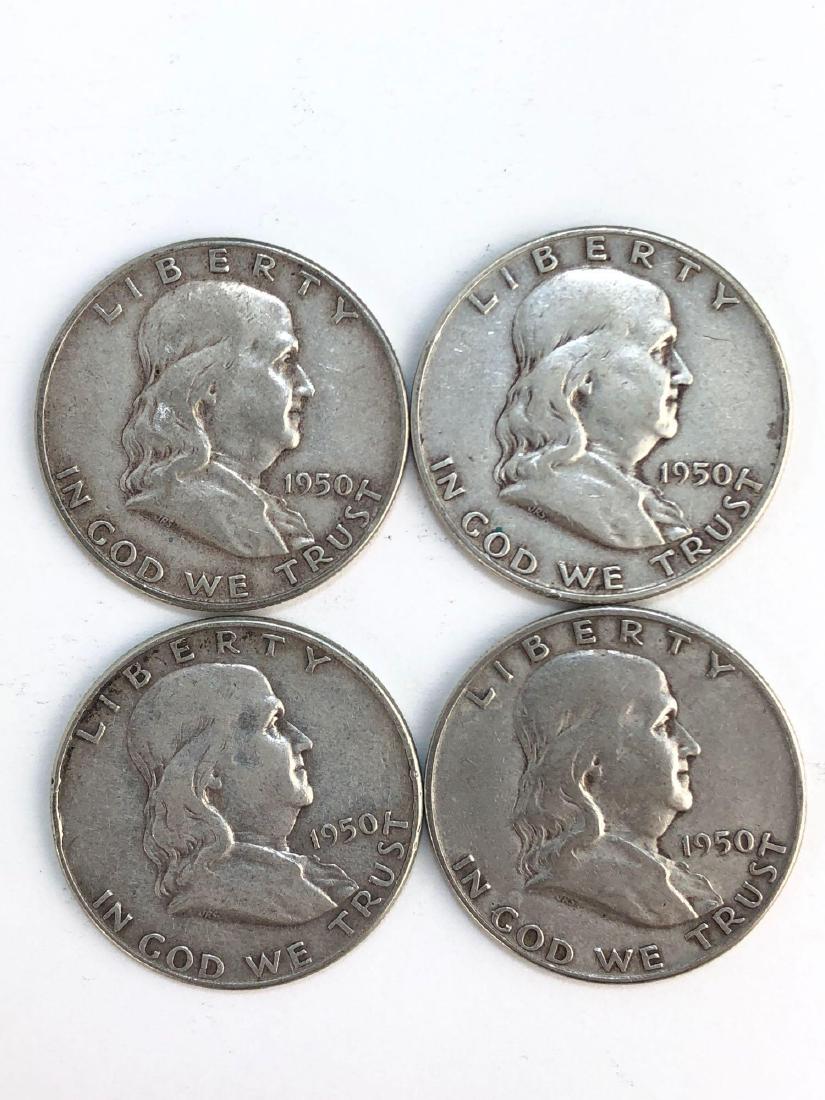 Lot Of Four 1950 Franklin Half Dollar Coins (1 of 2)