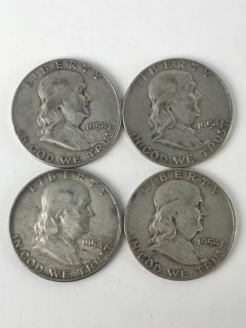Lot Of Four 1954 Franklin Half Dollar Coins (1 of 3)