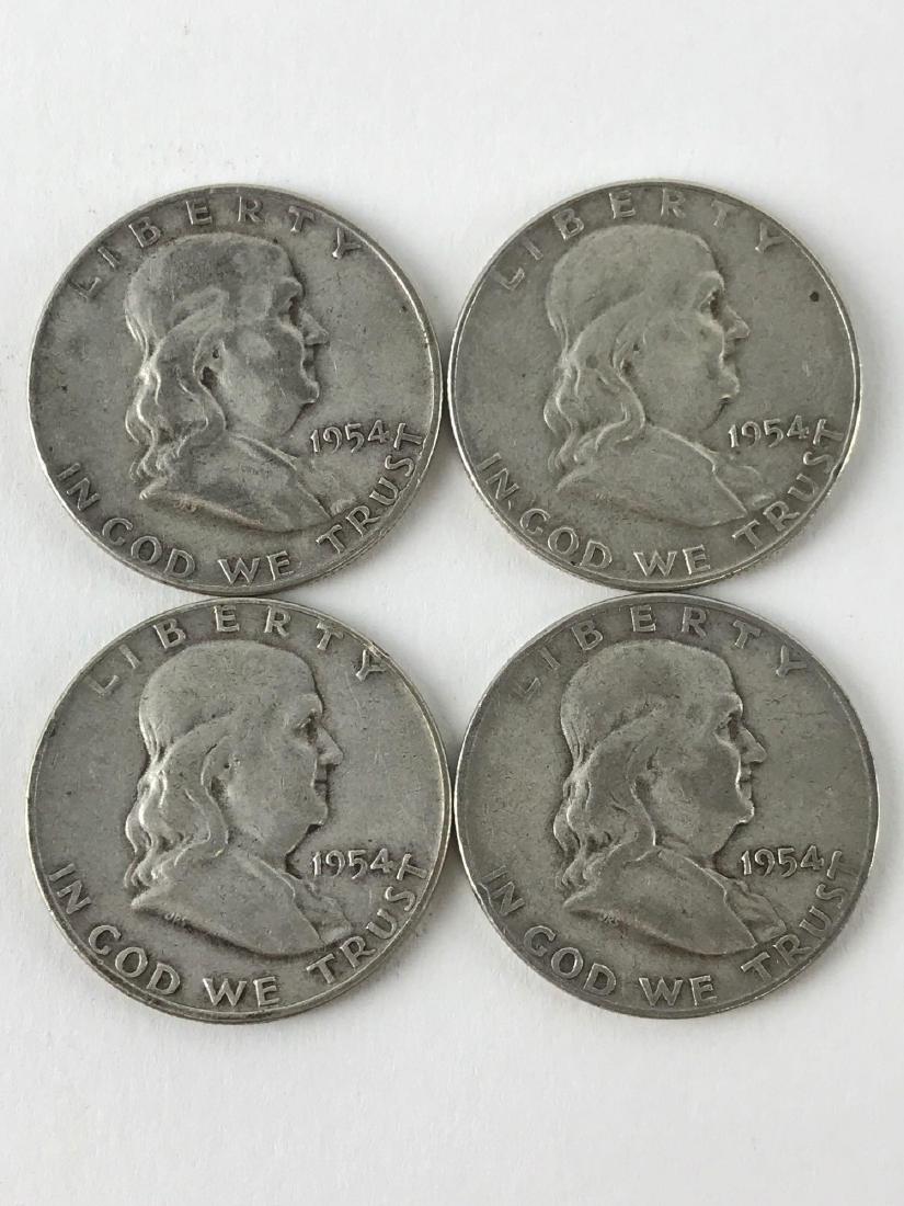 Lot Of Four 1954 Franklin Half Dollar Coins (1 of 3)