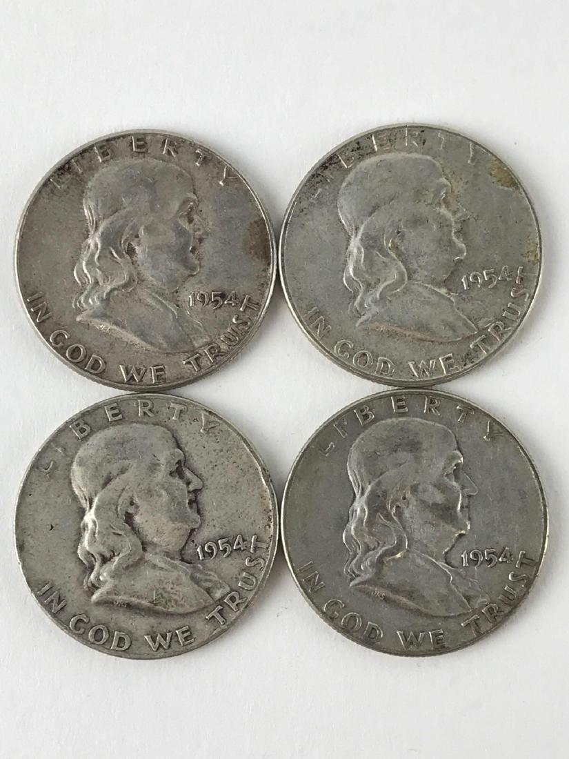Lot Of Four 1954 Franklin Half Dollar Coins (1 of 3)