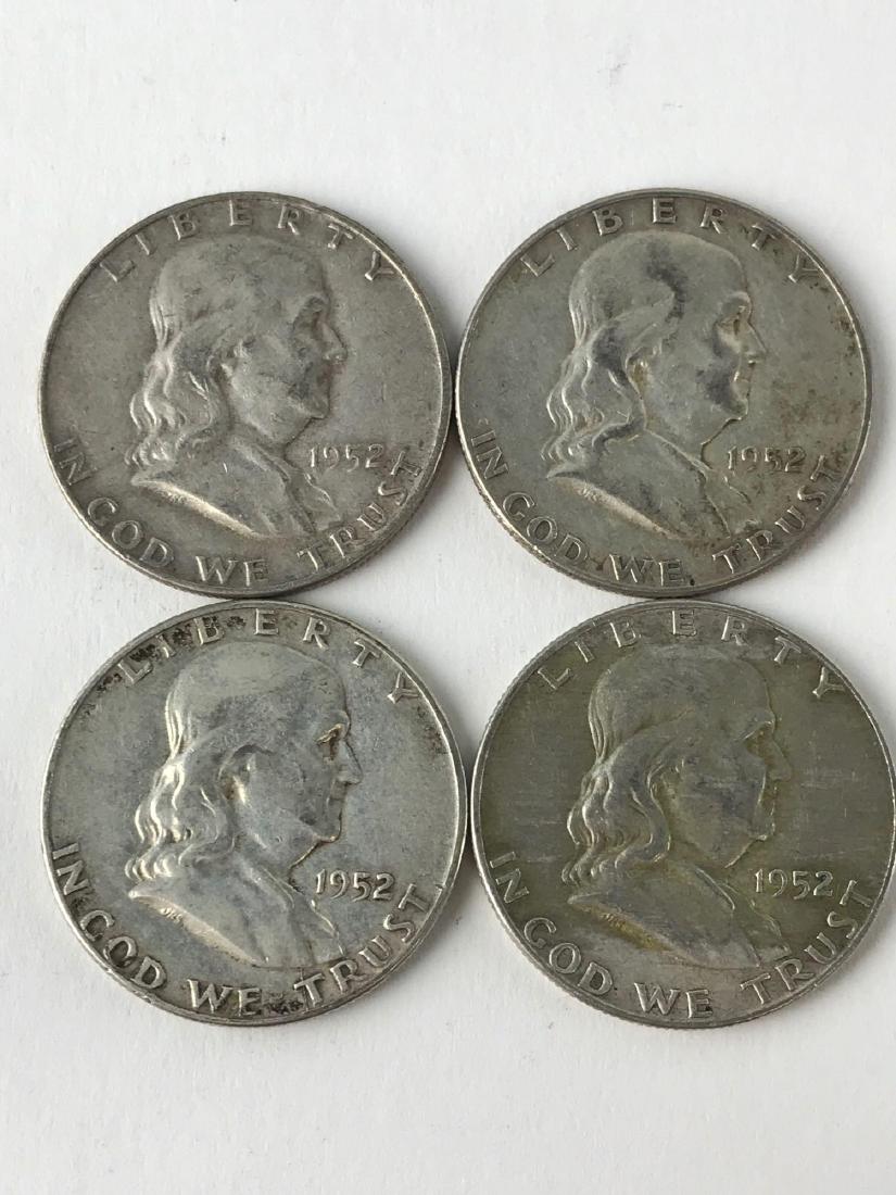 Lot Of Four 1952 Franklin Half Dollar Coins (1 of 3)