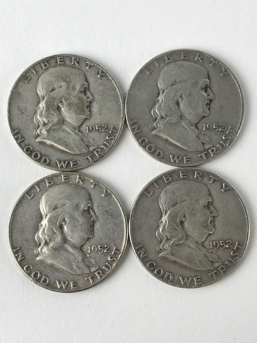 Lot Of Four 1952 Franklin Half Dollar Coins (1 of 3)